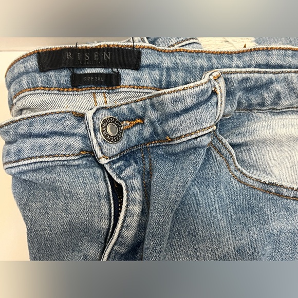 Distressed, Stretchy Light Blue, Torn Jeans - Picture 3 of 4